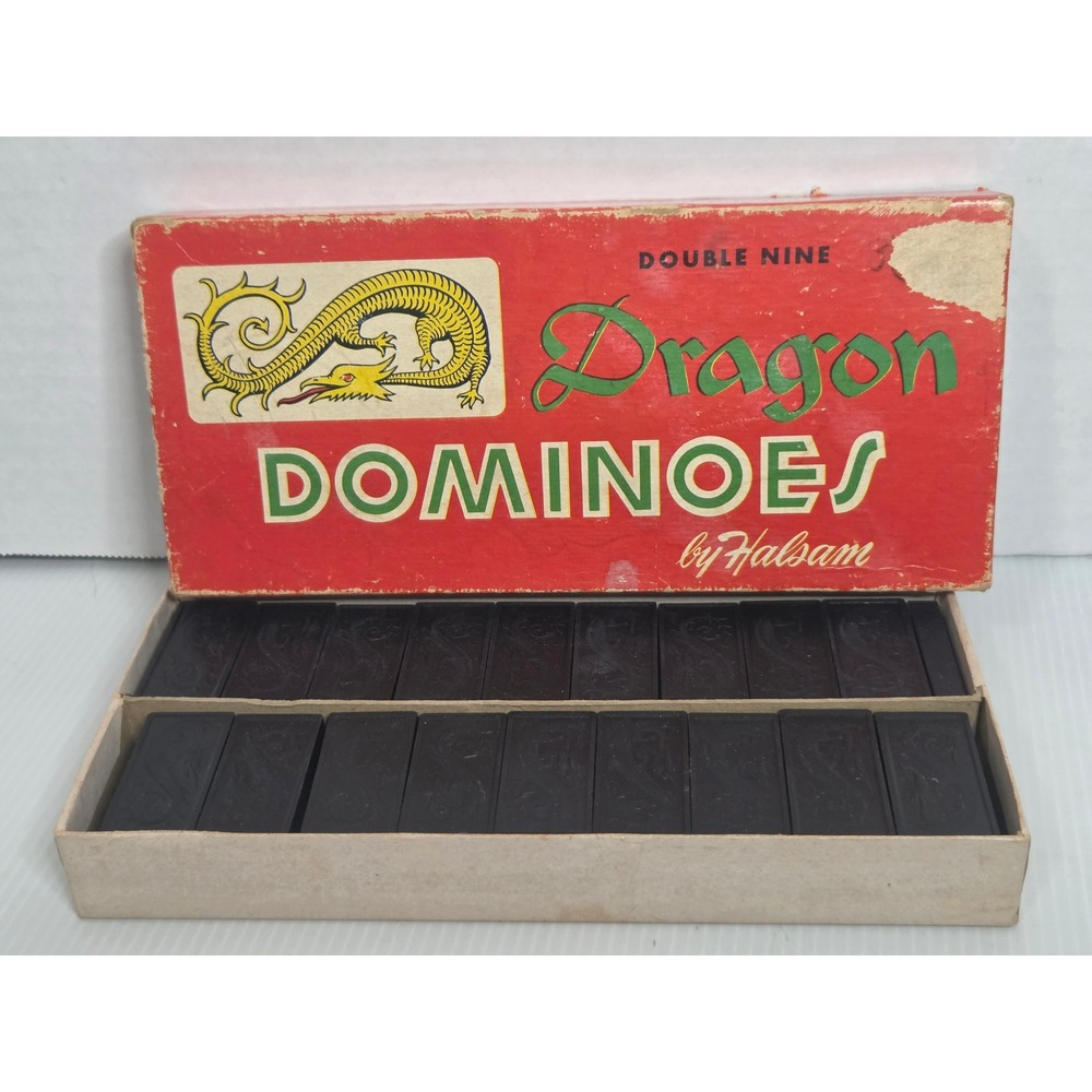 Halsam Dragon Dominoes Double Nine 55 Pieces Black Fair No 920